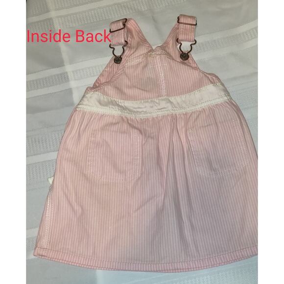 OshKosh Pink Pinstripe Denim Dress VESTBAK Overalls Jumper New NWT Tag Baby 18m - Picture 13 of 15